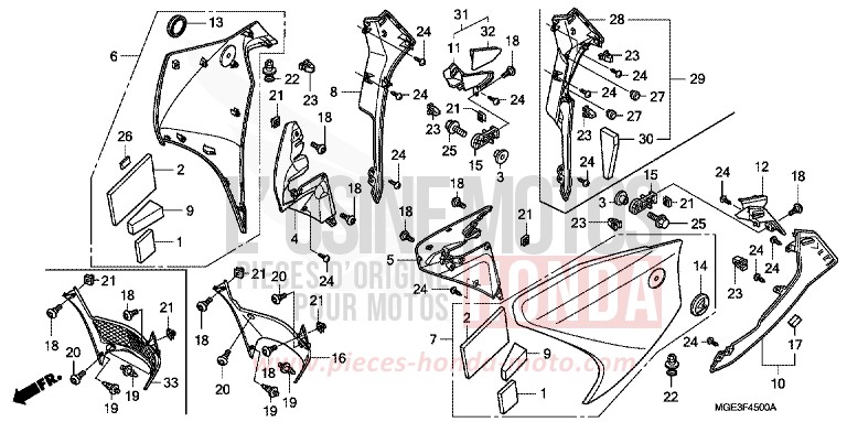 MIDDLE COWL for VFR1200F Dual Clutch CANDY PROMINENCE RED (R342) from 2012